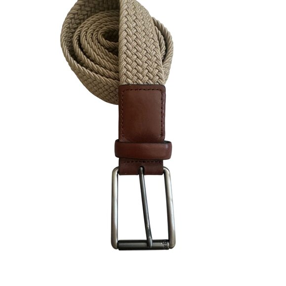 PERRY ELLIS Men's Beige Braided Woven Belt Size 38 - Picture 5 of 7